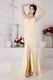 Cross Back One Shoulder Yellow Formal Prom Dress With Spit