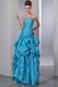 Sweetheart Bubble Corset Back Blue Prom Dress With Flowers