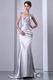 Sleeveless Corset Fishtail Silver Elestic Woven Satin Formal Dress