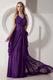 Unique Halter Appliques Purple Prom Party Dresses For Cheap