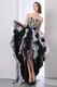 High Low Ruffled Skirt Black And White Organza Prom Dress With Beading