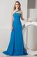 Cheap One Shoulder Court Train Blue Celebrity Prom Dresses