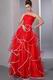 Strapless Ruffles A-line Scarlet Skirt Quality Prom Qresses Pretty