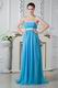 Best Seller Style Strapless Aqua Blue Chiffon Prom Dress With Beading