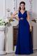 Affordable V-Neck Royal Chiffon Designer Prom Dress With Crystal