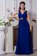 Affordable V-Neck Royal Chiffon Designer Prom Dress With Crystal