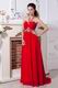 Halter Top Appliques Empire Red Chiffon 2014 Prom Dress