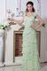 Straps Spring Green V-Neck Layers Skirt Chiffon Fabric Prom Dress