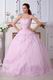 Inexpensive Sweetheart Pink Prom Ball Gown With Embroidery