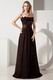 A-line Brown Chiffon Prom Evening Dress With Flower and Beading
