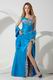 Beautifu Leopard Print Fabric Blue Formal Dress With Shawl Accessory