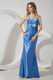 Simple Style Spaghetti Straps Blue Stain Discount Prom Dress