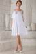 Off Shoulder Knee-length White Chiffon Beaded Maternity Prom Dress