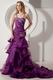 Stylish Backless Layers Ruffles Skirt Grape Prom Quinceanera Dress