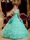 Strapless Designer Lists Turquoise Winter Quinceanera Dress