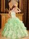 Discount Dama Quinceanera Dress With Ruffled Apple Green Skirt