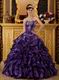 Purple Organza Strapless Puffy La Quinceanera Dresses Gown