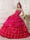 Ruffled Layers Skirt Magenta Rose Quinceanear Dress Low Price