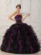 Purple And Black Ruffle Skirt Designer Quinceanera Dress