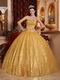 Designer Golden Sequin Strapless Quinceanera Dress In Georgia