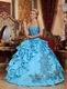 Sky Blue Ruffled Skirt With Sequin Quinceanera Winter Dress