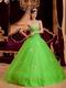 Spring Green Tulle Floor Length Quinceanera Dress By Designer