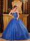 Sweetheart Floor Length Cerulean Blue Quinceanera Ball Gown