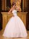 Discount White Ball Gown Quinceanera Dress With Blue Decorate