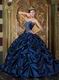 Sweetheart Picks-up Design Navy Blue Puffy Quinceanera Gown