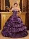 Purple Taffeta Sweetheart Quinceanera Dress With Applique