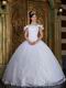 Flowers Off Shoulder Appliqued Quinceanera Dress In White