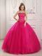 Bordure Strapless Winter Quinceanera Party Thick Dress In Fuchsia