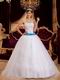 Appliqued White Tulle Strapless Quinceanera Dress For Cheap