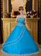 Appliqued Dentate Bottom Embroidery Azure Quinceanera Dress