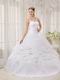 Rolled Flowers Decorate White Skirt Quinceanera Dress Sweetheart