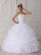 Strapless Lace Appliqued White Organza Quinceanera Dress