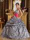 Popular Zebra Printed Fabric Quinceanera Dress With Fuchsia Sash