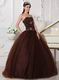 Chocolate Tulle Adult Ceremony Party Dress With Rhinestone