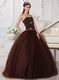 Chocolate Tulle Adult Ceremony Party Dress With Rhinestone