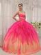 Hot Pink Cascade Putty Skirt Orange Quinceanera Dress 2019