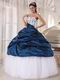 Mineral Blue Quinceanera Party Dress With White Puffy Skirt