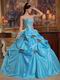 New Arrival 2014 Strapless Sky Blue Girls Quinceanera Gowns