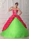 Fuchsia And Spring Green Mixed Dress For Quinceanera Party