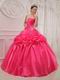 Rolled Flowers Decorate Top Designer Quinceanera Hot Pink Dress
