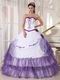 White and Lavender Designer Quinceanera Dress With Embroidery