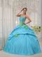 Strapless Dama Quinceanera Dress With Spring Green Flower