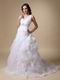 V-neck Ruffles Skirt Elegant White Organza Bride Wear First Half Year