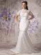 Mermaid High Neck Short Sleeves Lace Wedding Dress Petite