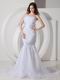 Appliqued Spaghetti Straps Mermaid Outdoor White Wedding Dress