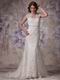 Inexpnesive Mermaid Wide Straps Wedding Dress With Beads